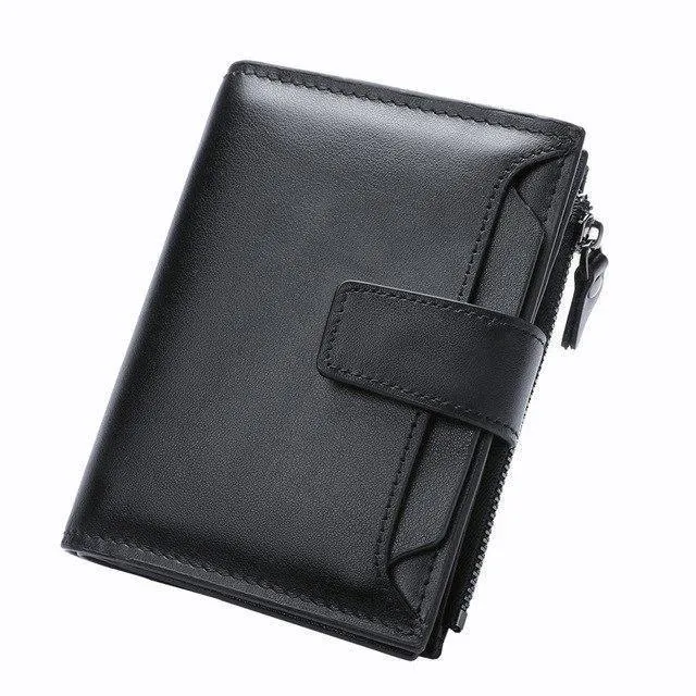 Männer Brieftaschen Aus Echtem Leder Kuh Leder Hohe Qualität Geldbörse 2019 Mode Karte Halter Mann Zipper Geldbörsen Kurze