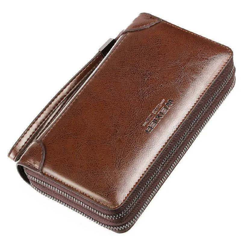 Business Männer Brieftasche lange PU Leder Handy Kupplung Geldbörse Handtasche Top Reißverschluss große Brieftasche Kartenhalter