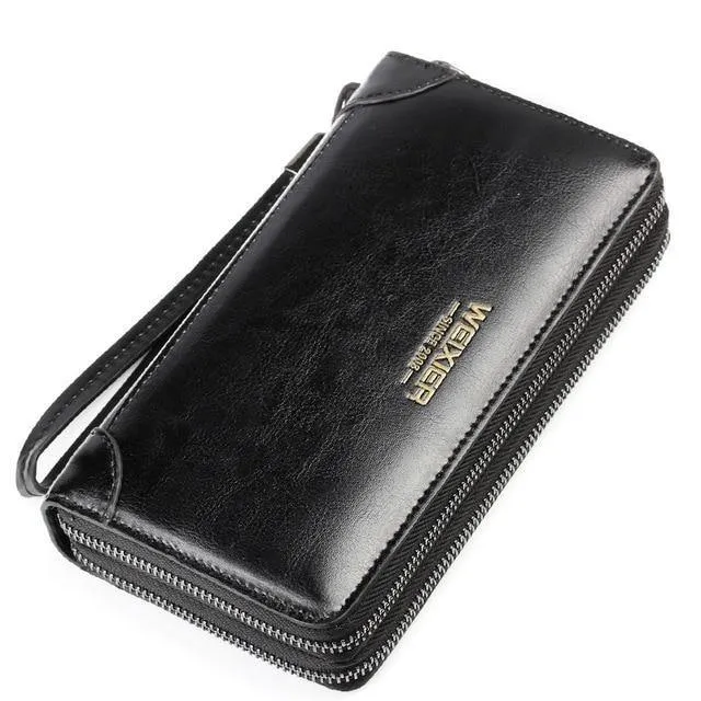 Business Männer Brieftasche lange PU Leder Handy Kupplung Geldbörse Handtasche Top Reißverschluss große Brieftasche Kartenhalter