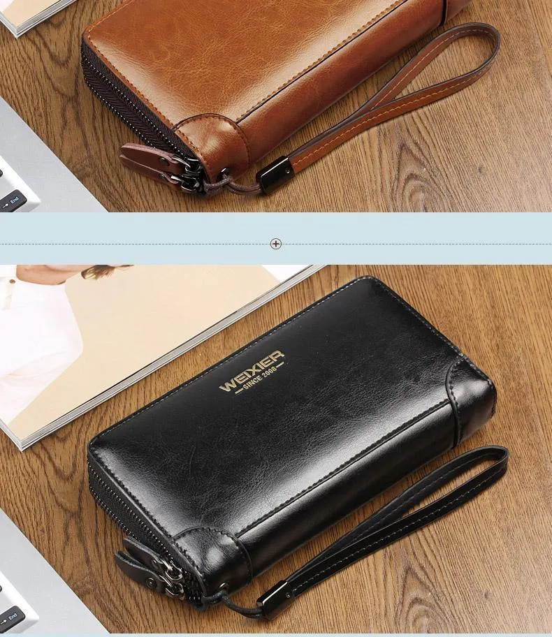 Business Männer Brieftasche lange PU Leder Handy Kupplung Geldbörse Handtasche Top Reißverschluss große Brieftasche Kartenhalter
