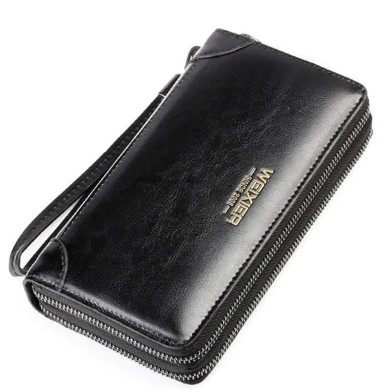 Business Männer Brieftasche lange PU Leder Handy Kupplung Geldbörse Handtasche Top Reißverschluss große Brieftasche Kartenhalter