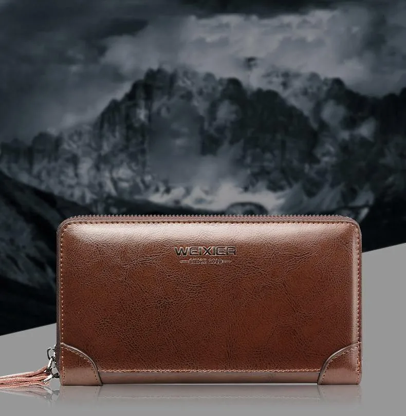 Business Männer Brieftasche lange PU Leder Handy Kupplung Geldbörse Handtasche Top Reißverschluss große Brieftasche Kartenhalter