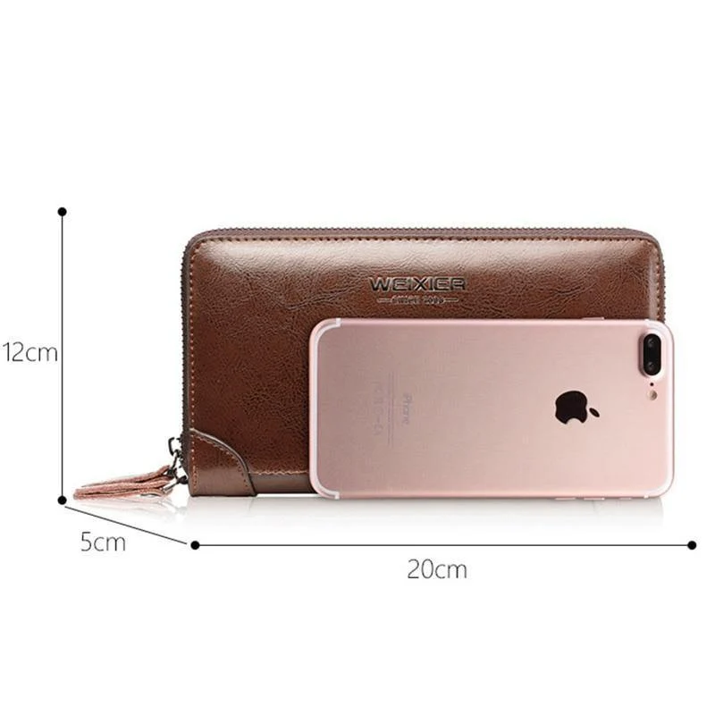 Business Männer Brieftasche lange PU Leder Handy Kupplung Geldbörse Handtasche Top Reißverschluss große Brieftasche Kartenhalter