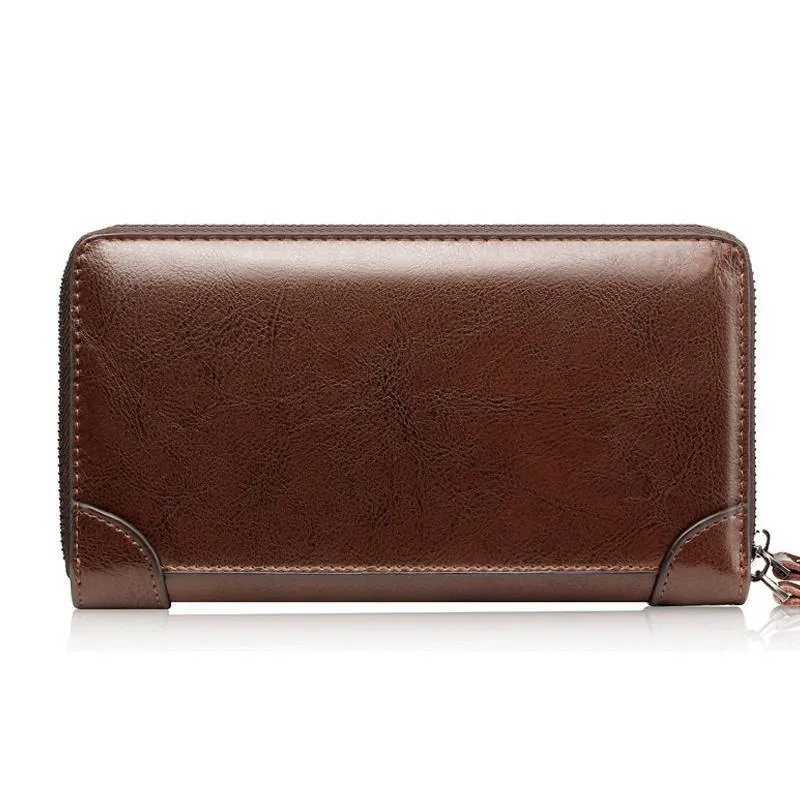 Business Männer Brieftasche lange PU Leder Handy Kupplung Geldbörse Handtasche Top Reißverschluss große Brieftasche Kartenhalter