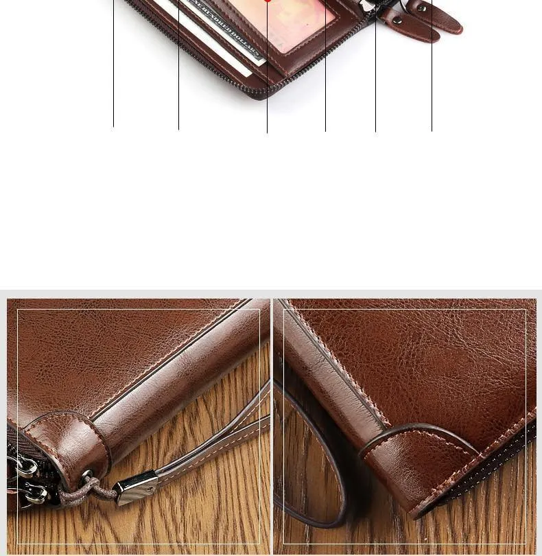 Business Männer Brieftasche lange PU Leder Handy Kupplung Geldbörse Handtasche Top Reißverschluss große Brieftasche Kartenhalter