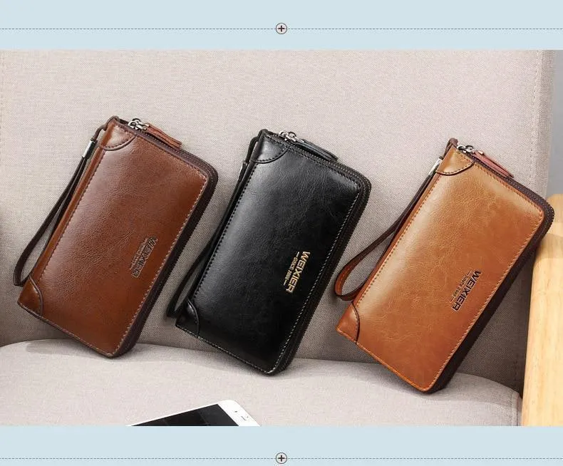 Business Männer Brieftasche lange PU Leder Handy Kupplung Geldbörse Handtasche Top Reißverschluss große Brieftasche Kartenhalter