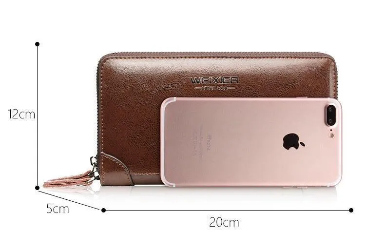 Business Männer Brieftasche lange PU Leder Handy Kupplung Geldbörse Handtasche Top Reißverschluss große Brieftasche Kartenhalter