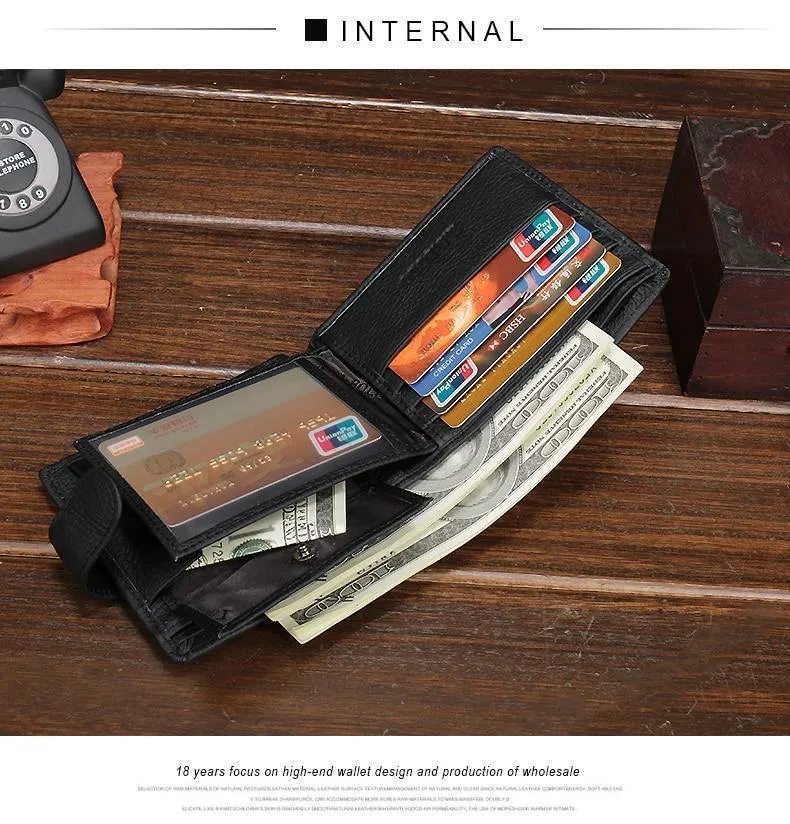 Echtes Leder Männer Geldbörsen Kuh Leder Brieftasche Männer Münzfach Geld Tasche Mode Herren Geldbörsen Mit Karten Halter