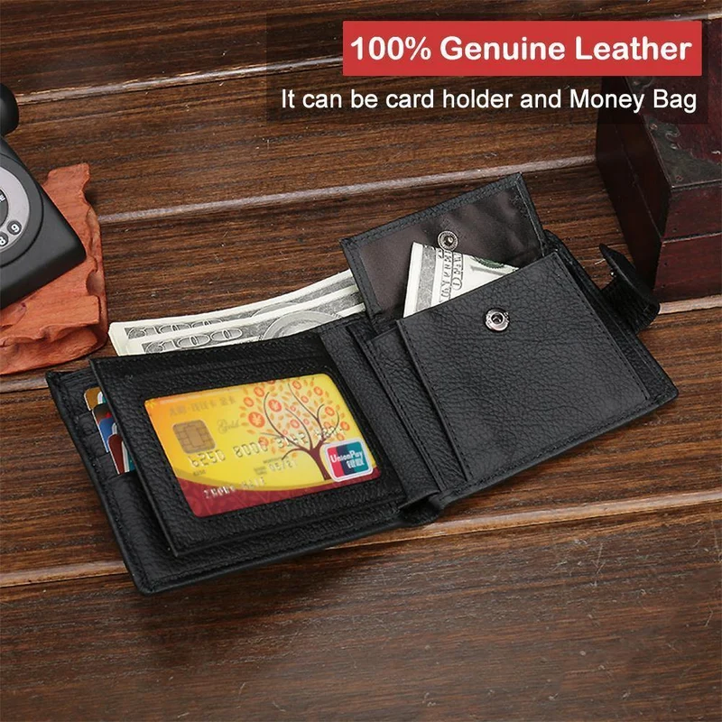 Echtes Leder Männer Geldbörsen Kuh Leder Brieftasche Männer Münzfach Geld Tasche Mode Herren Geldbörsen Mit Karten Halter