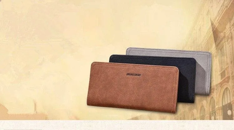 Leder Männer Brieftaschen Business Marke Karte halter Geldbörse männer Lange Zipper Brieftasche Leder Kupplung Carteira Masculina