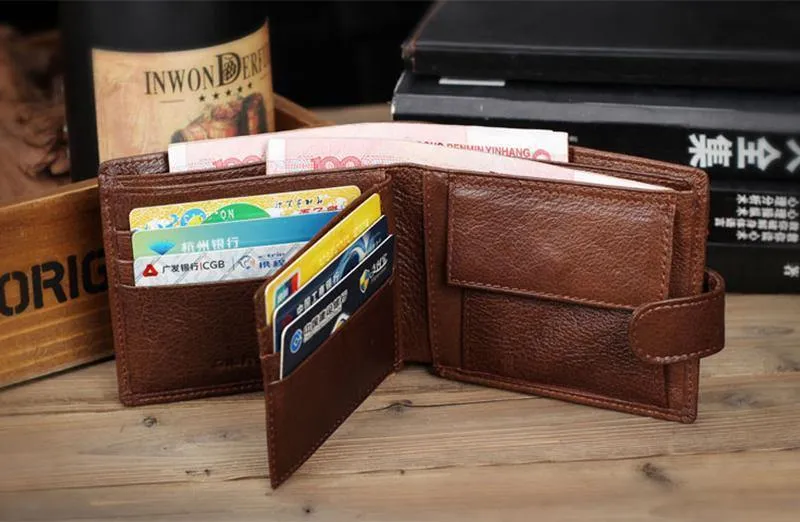 Leder Herren Geldbörsen Mit Münzfach Braun Brieftasche Geldbörse Männlich Hohe Qualität Großhandelspreis