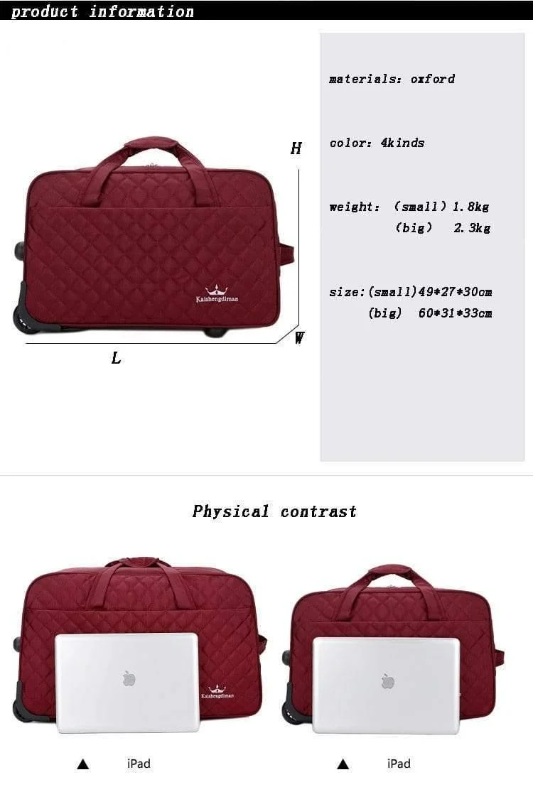 Gepäcktasche Trolley Reisetasche mit großer Kapazität auf Rädern für Frauen Männer Koffer Reise Reisetasche Rollgepäck