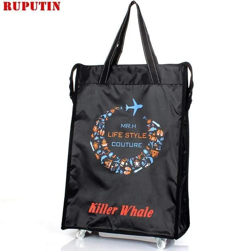 Reisetasche Faltbare Damen-Einkaufstasche Lebensmittelgeschäft-Abzieher-Laufkatzentasche Laufradtasche Tragbarer Speicher-Einkaufswagen