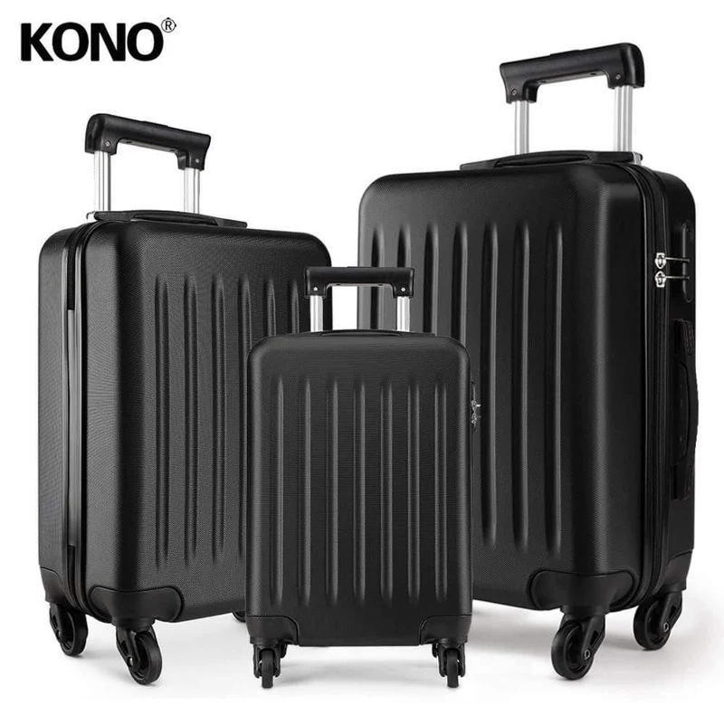 Koffer Rollen Handgepäck 4 Räder Spinner Trolley Reisetasche Hardside ABS 19 24 28 Zoll Set Schwarz K1872