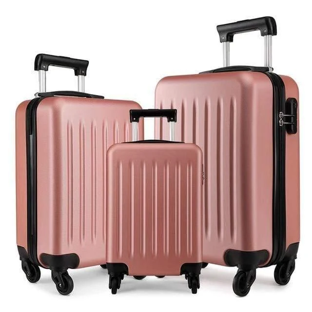 Koffer Rollen Handgepäck 4 Räder Spinner Trolley Reisetasche Hardside ABS 19 24 28 Zoll Set Schwarz K1872