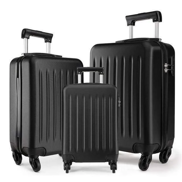 Koffer Rollen Handgepäck 4 Räder Spinner Trolley Reisetasche Hardside ABS 19 24 28 Zoll Set Schwarz K1872
