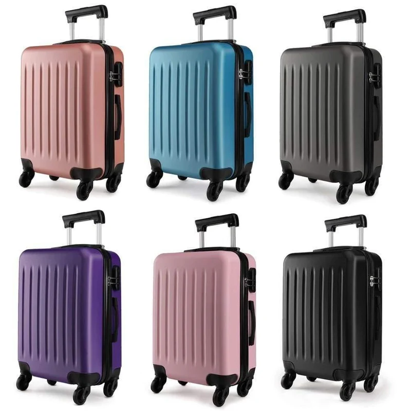 Koffer Rollen Handgepäck 4 Räder Spinner Trolley Reisetasche Hardside ABS 19 24 28 Zoll Set Schwarz K1872