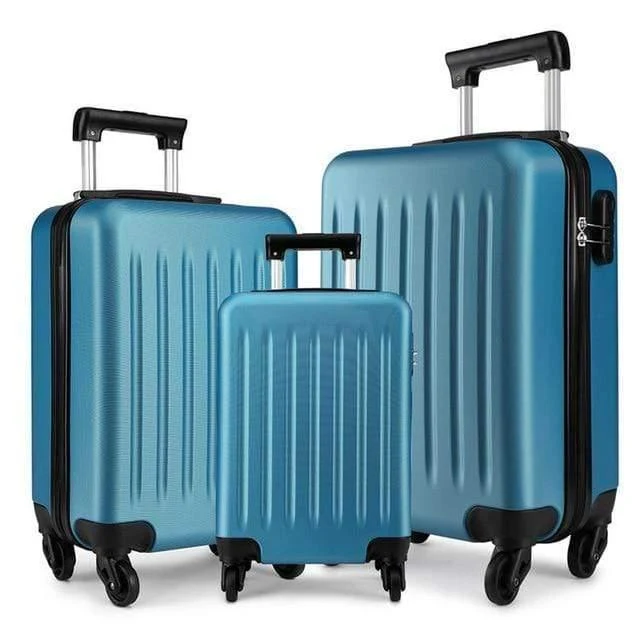 Koffer Rollen Handgepäck 4 Räder Spinner Trolley Reisetasche Hardside ABS 19 24 28 Zoll Set Schwarz K1872