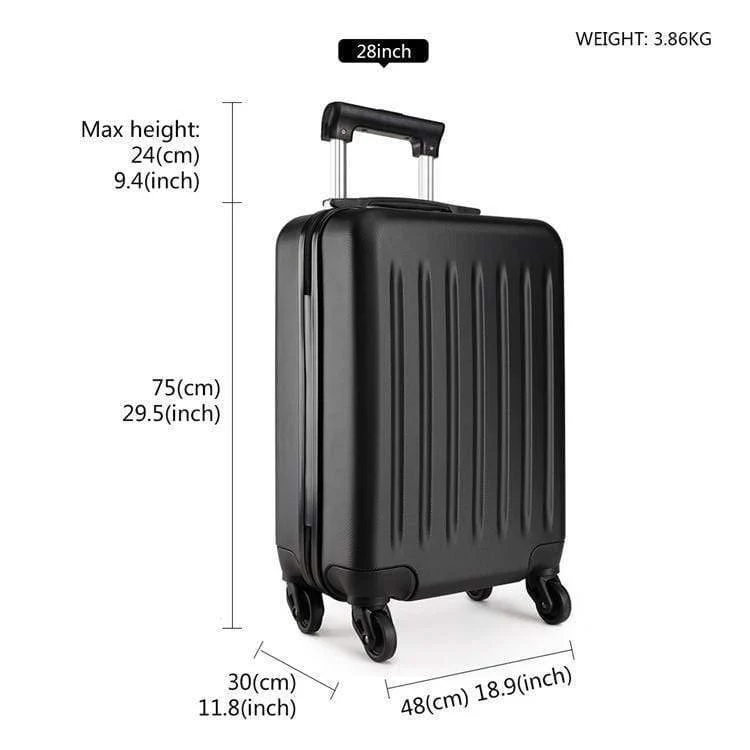 Koffer Rollen Handgepäck 4 Räder Spinner Trolley Reisetasche Hardside ABS 19 24 28 Zoll Set Schwarz K1872