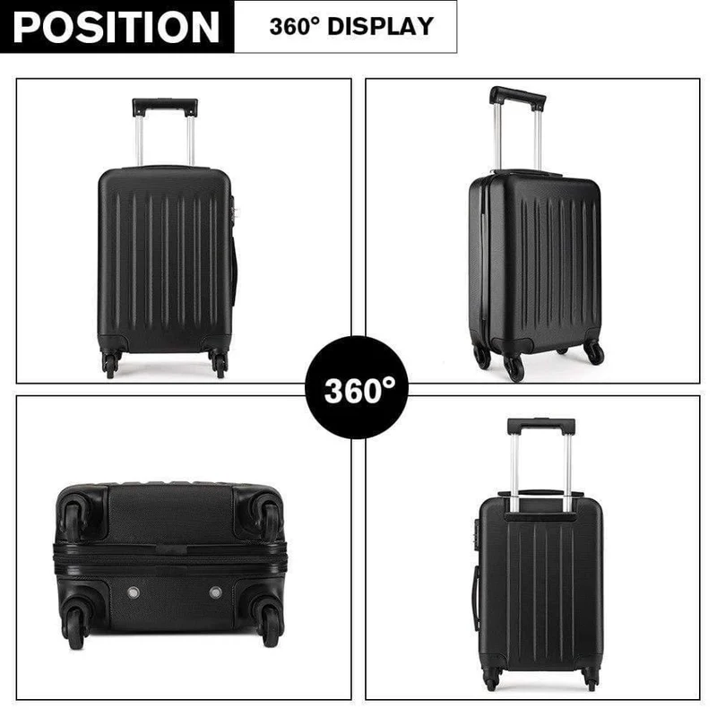 Koffer Rollen Handgepäck 4 Räder Spinner Trolley Reisetasche Hardside ABS 19 24 28 Zoll Set Schwarz K1872