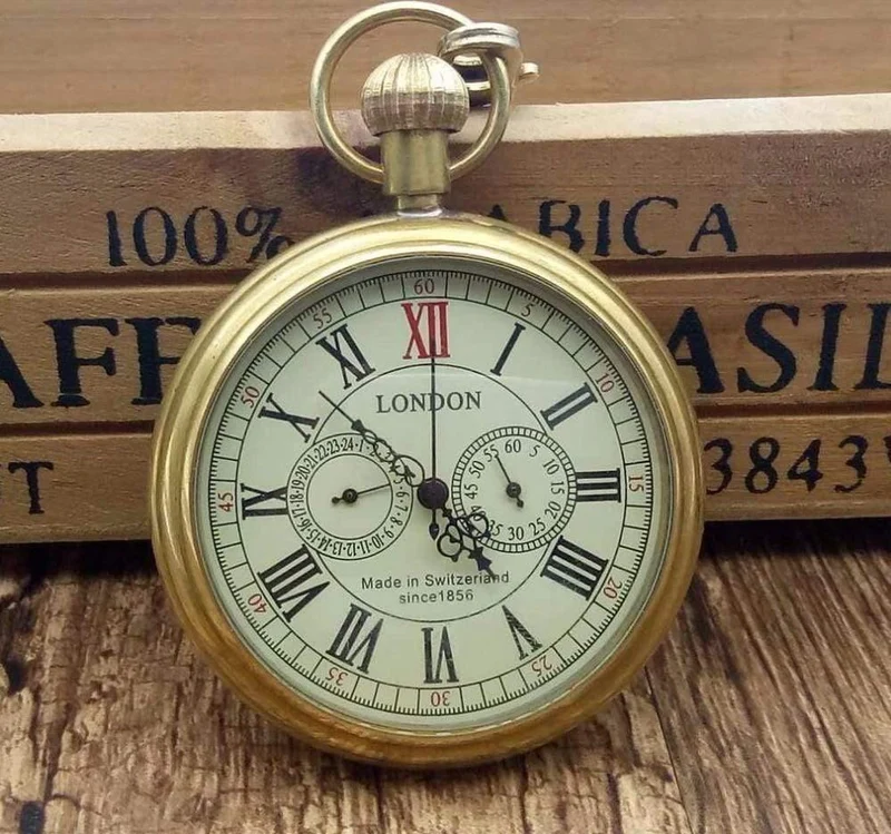 London Taschen- und Taschenuhren, mechanische Uhr, Handaufzug, Skelett-Herren-Taschenuhr mit Kette, Weihnachtsgeschenkbox