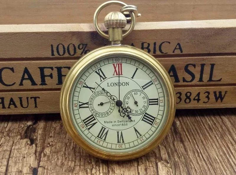 London Taschen- und Taschenuhren, mechanische Uhr, Handaufzug, Skelett-Herren-Taschenuhr mit Kette, Weihnachtsgeschenkbox