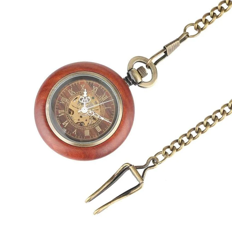 Mechanische Taschenuhr, automatischer Selbstaufzug, Taschenuhr, Luxusuhr für Herren und Damen, mit 30 cm langer Bronzekette