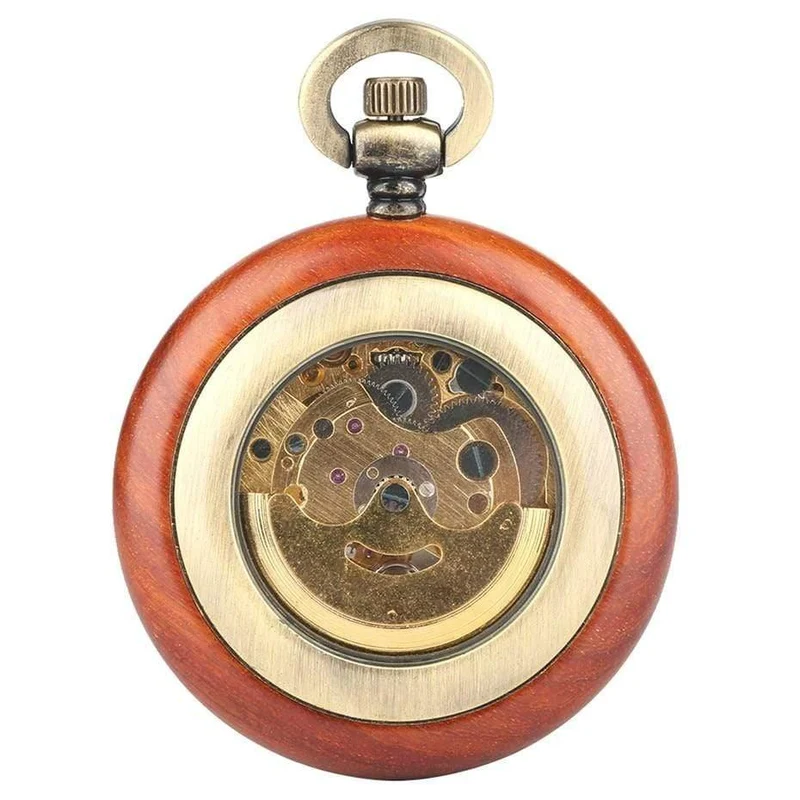 Mechanische Taschenuhr, automatischer Selbstaufzug, Taschenuhr, Luxusuhr für Herren und Damen, mit 30 cm langer Bronzekette