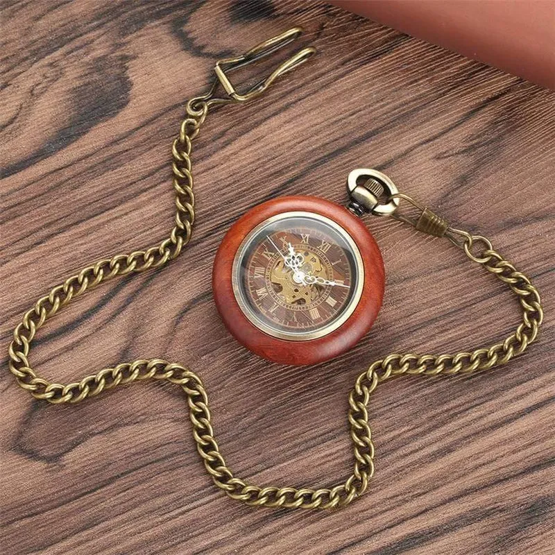 Mechanische Taschenuhr, automatischer Selbstaufzug, Taschenuhr, Luxusuhr für Herren und Damen, mit 30 cm langer Bronzekette