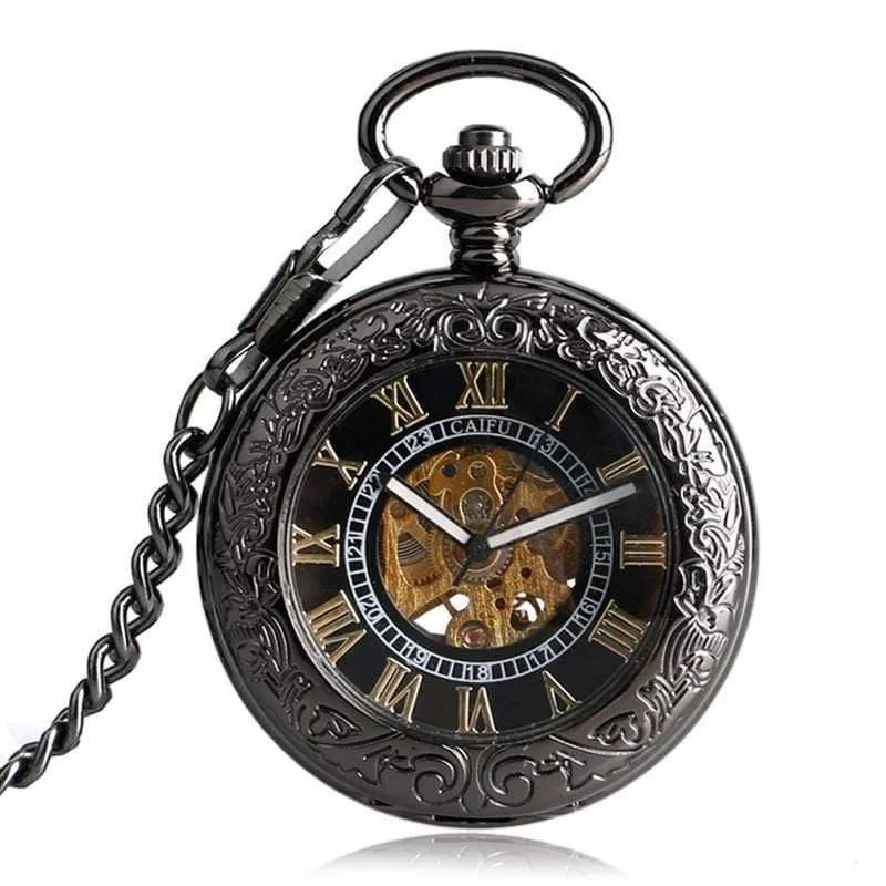 Taschenuhr Herren Carving Transparente Glasabdeckung Wicklung Mode Automatische Steampunk Exquisite Taschenuhr Geschenk