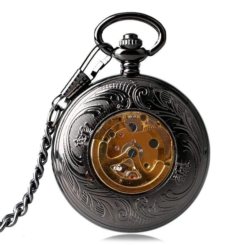 Taschenuhr Herren Carving Transparente Glasabdeckung Wicklung Mode Automatische Steampunk Exquisite Taschenuhr Geschenk