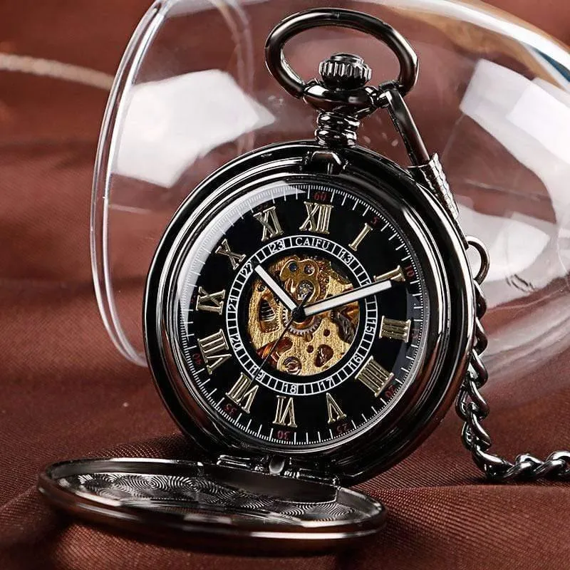 Taschenuhr Herren Carving Transparente Glasabdeckung Wicklung Mode Automatische Steampunk Exquisite Taschenuhr Geschenk