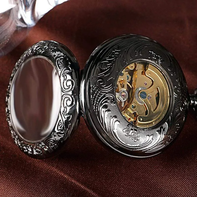 Taschenuhr Herren Carving Transparente Glasabdeckung Wicklung Mode Automatische Steampunk Exquisite Taschenuhr Geschenk