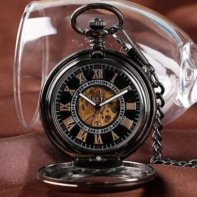 Taschenuhr Herren Carving Transparente Glasabdeckung Wicklung Mode Automatische Steampunk Exquisite Taschenuhr Geschenk