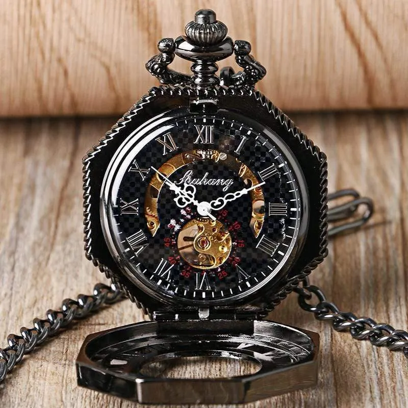 Uhren Achteckige Form Mechanische Taschenuhr Retro Half Hunter Handaufzug Fob Hour Relogio De Bolso