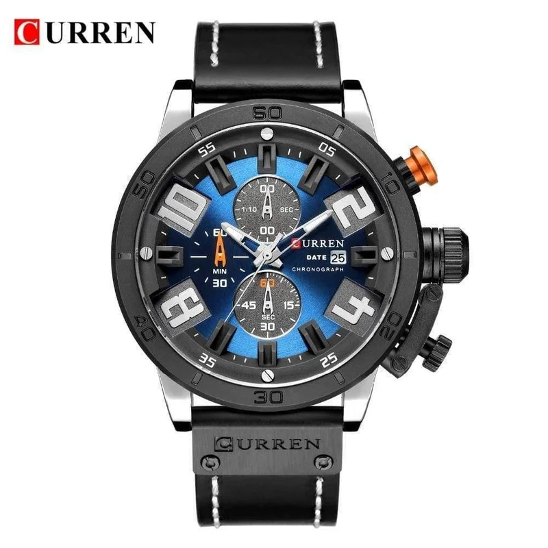 Herrenuhren Mode Chronograph Quarz Digital Armbanduhr CURREN Lederarmbanduhr mit wasserdichter 30M Reloj Hombre