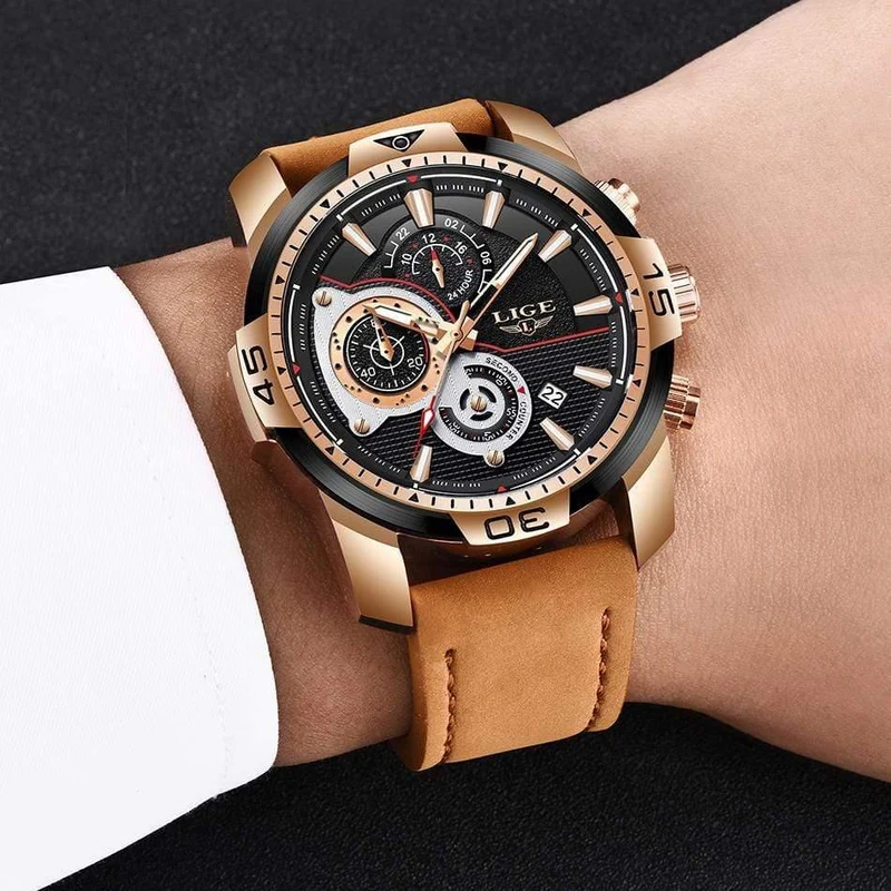 Herren Uhren Top Brand Luxus Casual Leder Quarz Uhr Männlichen Sport Wasserdichte Uhr Gold Uhr Männer Relogio Masculino