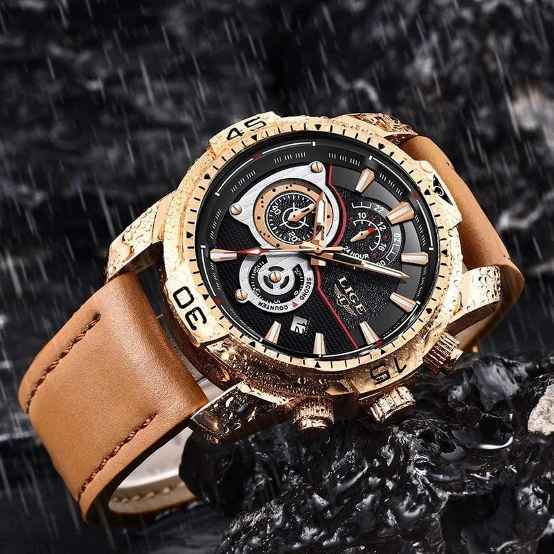 Herren Uhren Top Brand Luxus Casual Leder Quarz Uhr Männlichen Sport Wasserdichte Uhr Gold Uhr Männer Relogio Masculino