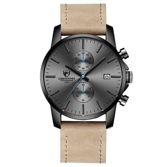 Herrenuhr CHEETAH Brand Fashion Sport Quarzuhren Herren Leder Wasserdicht Chronograph Uhr Business Relogio Masculino