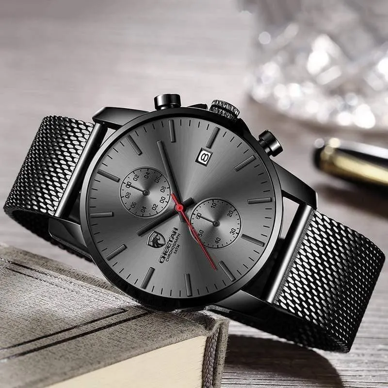 Herrenuhr CHEETAH Brand Fashion Sport Quarzuhren Herren Leder Wasserdicht Chronograph Uhr Business Relogio Masculino