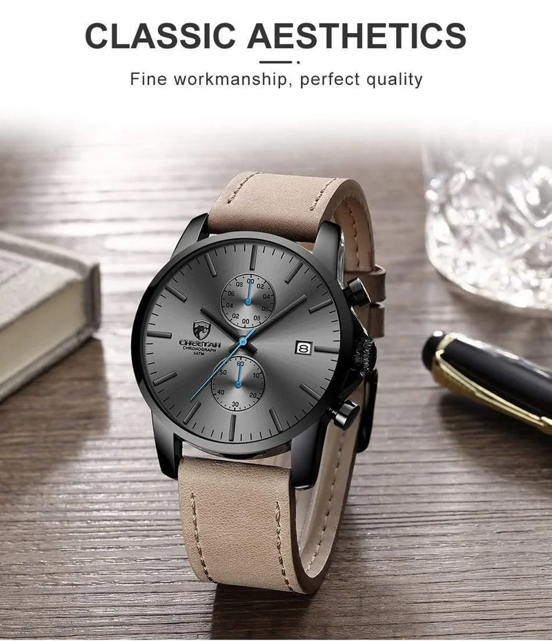 Herrenuhr CHEETAH Brand Fashion Sport Quarzuhren Herren Leder Wasserdicht Chronograph Uhr Business Relogio Masculino