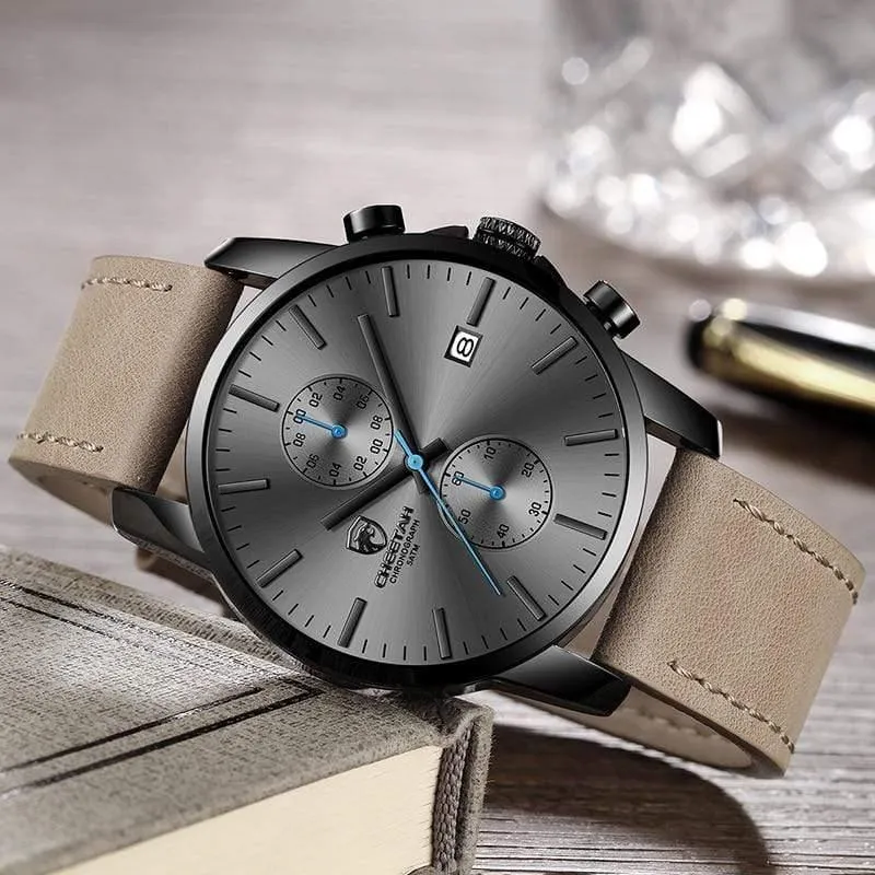 Herrenuhr CHEETAH Brand Fashion Sport Quarzuhren Herren Leder Wasserdicht Chronograph Uhr Business Relogio Masculino