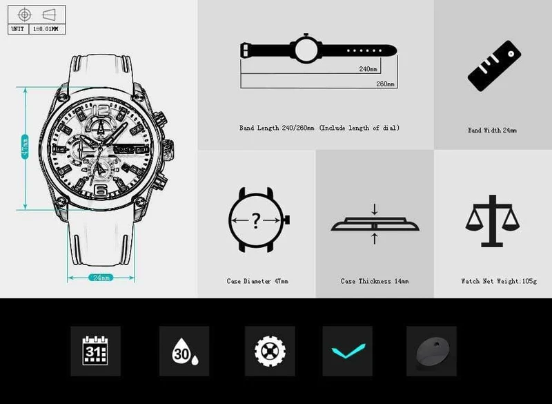 Herren-Chronograph, analoge Quarzuhr mit Datum, leuchtenden Zeigern, wasserdichtem Silikonarmband