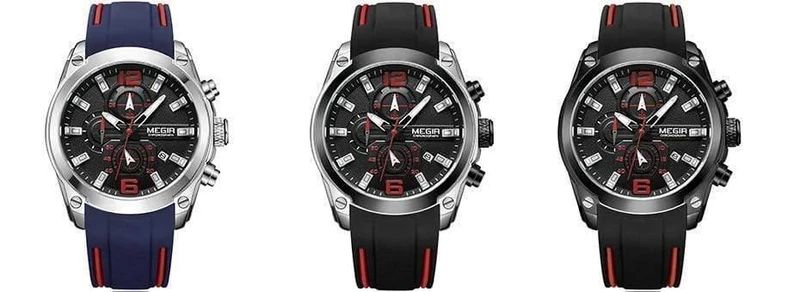 Herren-Chronograph, analoge Quarzuhr mit Datum, leuchtenden Zeigern, wasserdichtem Silikonarmband