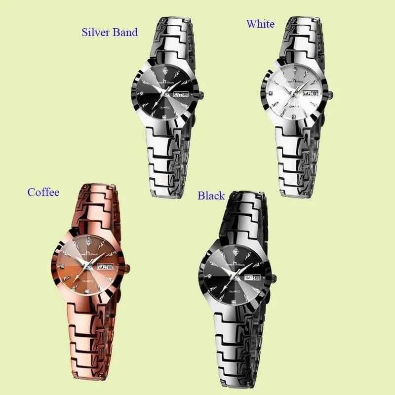 Uhr Frauen Quarz Kalender Strass Kleid Armband Damenuhr Ladies Luminous Relogio Feminino