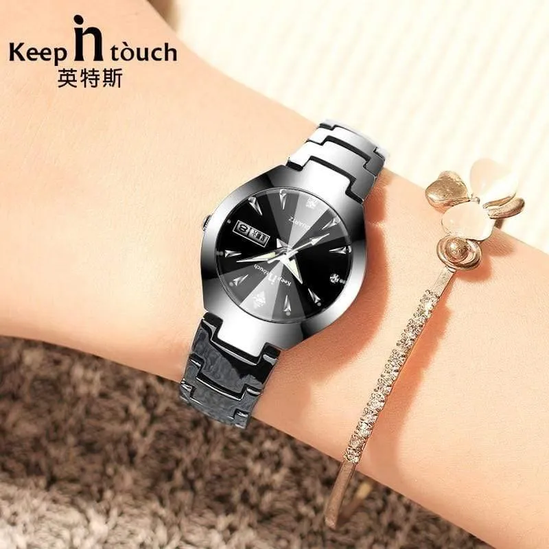 Uhr Frauen Quarz Kalender Strass Kleid Armband Damenuhr Ladies Luminous Relogio Feminino