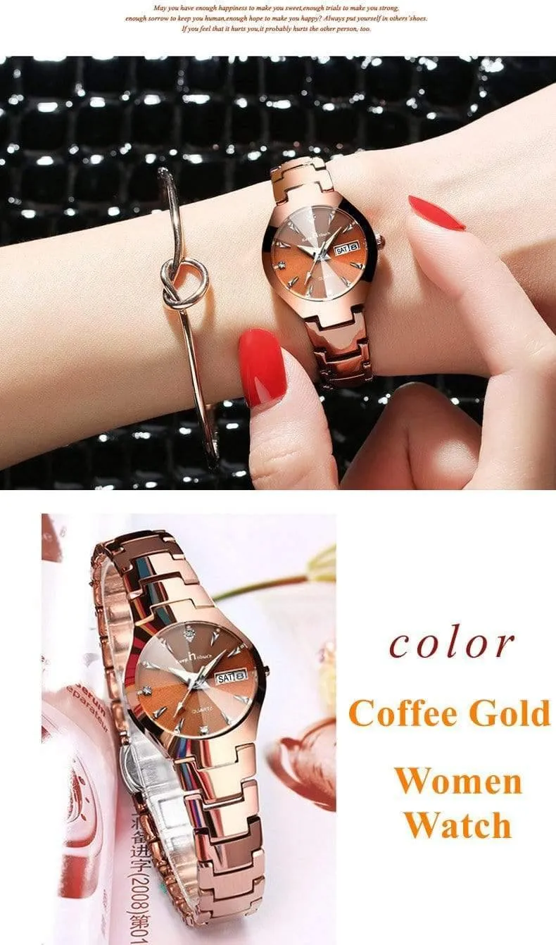 Uhr Frauen Quarz Kalender Strass Kleid Armband Damenuhr Ladies Luminous Relogio Feminino