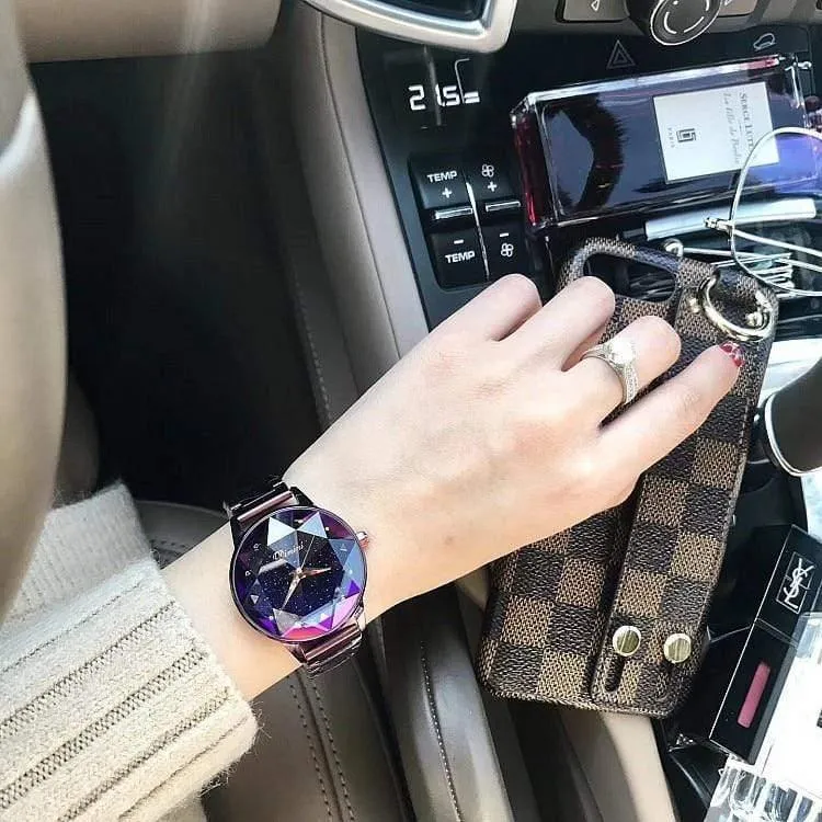 Uhr-Frauen-Kleid-Uhr-Mode-Rosen-Goldquarz passt weibliche Edelstahl-Armbanduhren auf