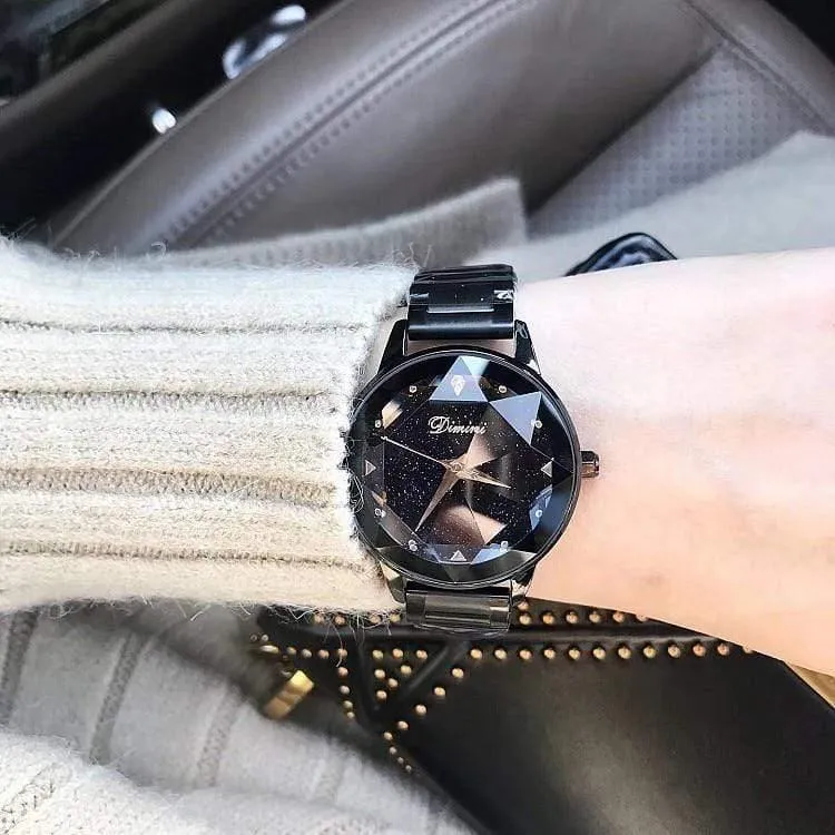 Uhr-Frauen-Kleid-Uhr-Mode-Rosen-Goldquarz passt weibliche Edelstahl-Armbanduhren auf
