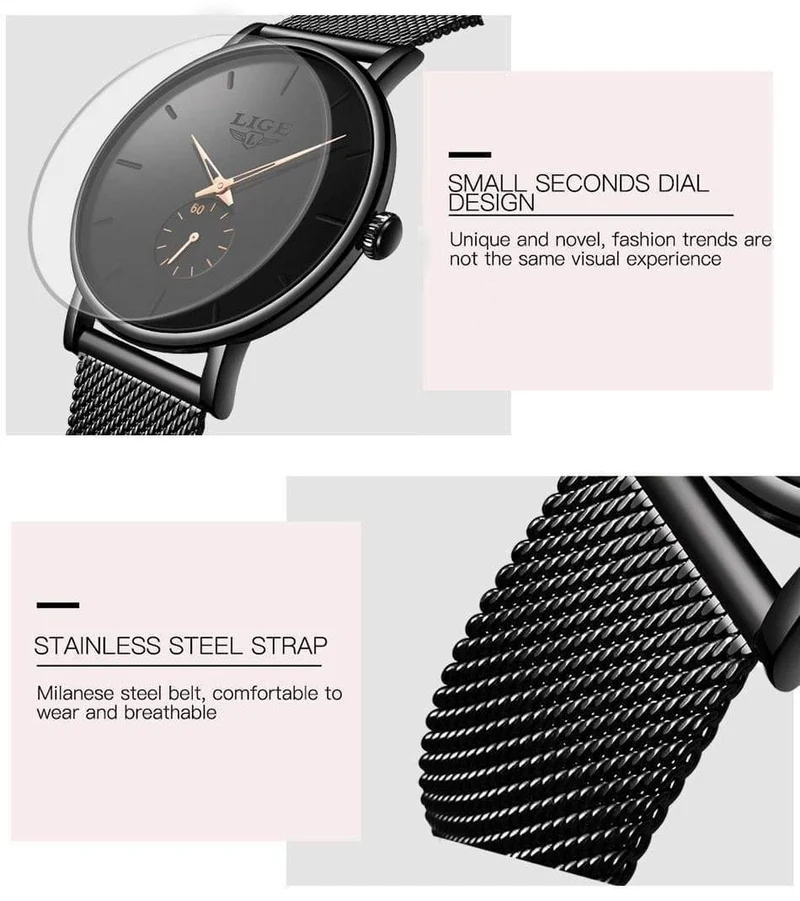 Damenuhren Top-Marke Luxus Casual Fashion Watch Damen Quarz wasserdicht Uhr Mesh Gürtel Damen Armbanduhr Damenuhr
